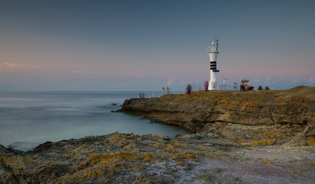 Yason Cape lighthouse. Photographed with long exposure. Ordu city, T&uuml;rkiye.