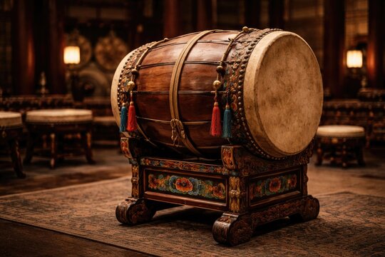 Heritage Korean drum used in classical musical ensembles