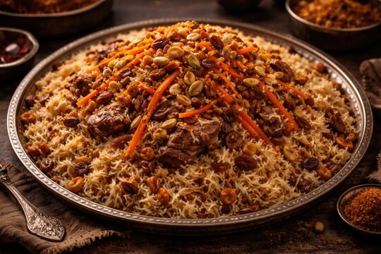 Authentic Kabuli Pulao Served with Sweet Carrot and Nutty Flavors