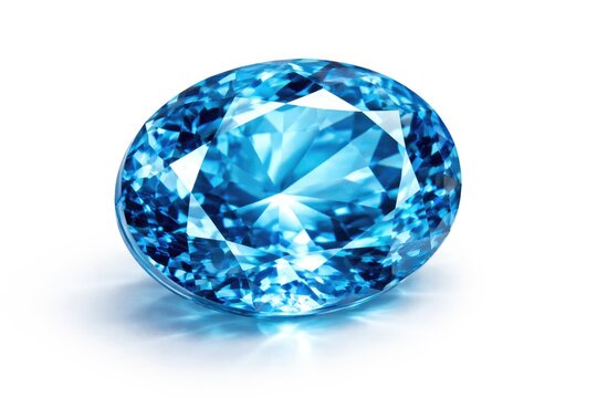 Lustrous blue topaz stone against a plain white background