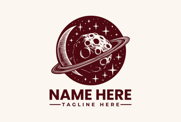 A logo design featuring a planet and ring. © vectorvovdesign