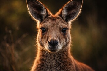 Fototapeta premium Alert kangaroo with focused expression in intimate portrait view