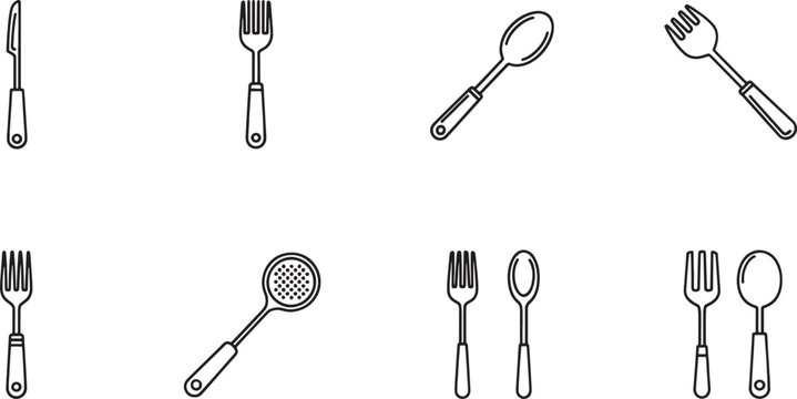 Black and white line of medical and surgical tools set