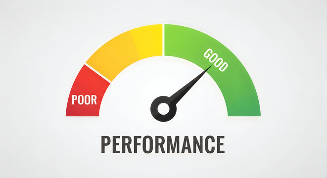 Performance gauge illustrating a 'good' rating with color coded scale