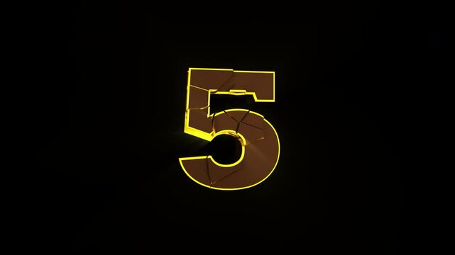 Number 5 Explosive Number OVERLAY Transition Animation on Alpha Channel, Loop
