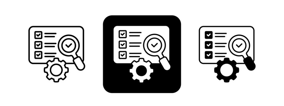 Program Evaluation Solid color and black line drawing vector illustration set