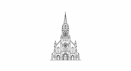 Fototapeta premium Ornate church with tall spire, stained glass, and arched entrance