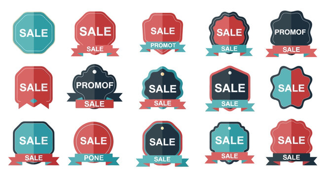 Collection of Sale and Promotion Badges and Labels, Vector Icons