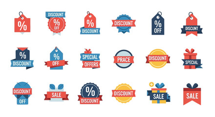 Naklejka premium Discount Sale Tags and Labels Collection - Special Offers, Percent Off, Price Reduction