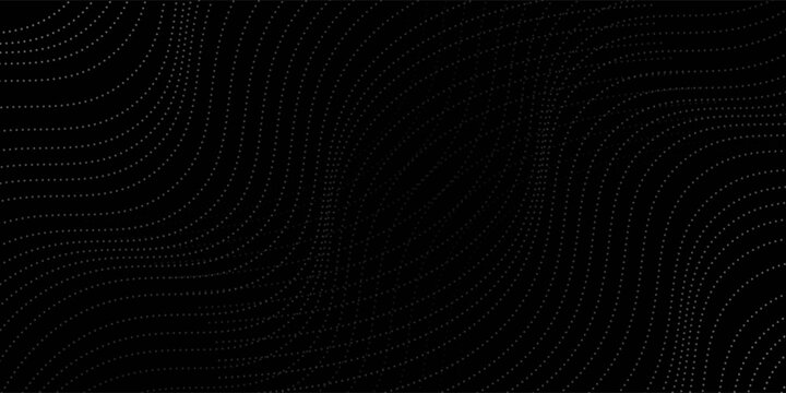 Flowing dots particles wave pattern halftone gradient curve shape isolated on white background