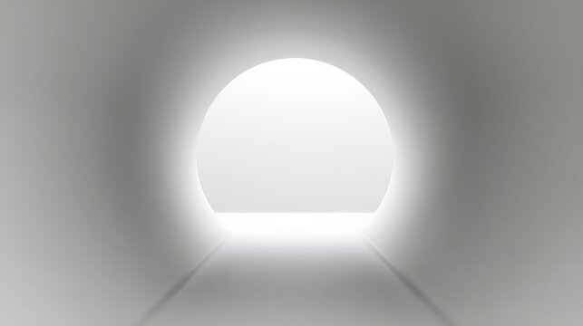 Illuminated tunnel with soft white glow and depth perception