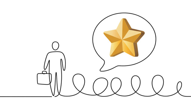 Person giving positive feedback with a star rating illustration Vector