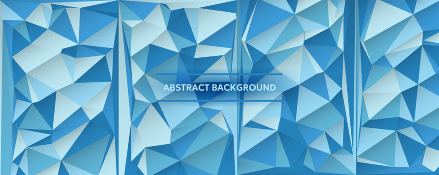 Low poly abstract background set. Geometric blue polygon shapes with faceted surface design