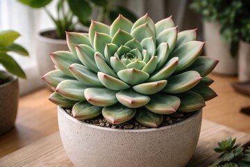 Fototapeta premium Beautiful container-grown succulent plant ideal for indoor decor