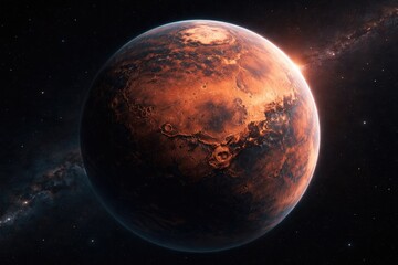 Obraz premium Illuminated Mars world seen from cosmic perspective