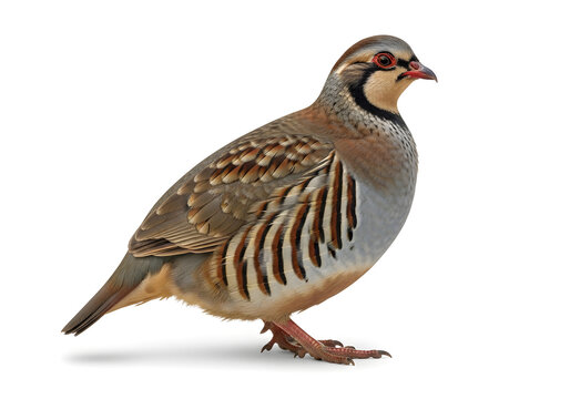 chukar partridge standing on white background