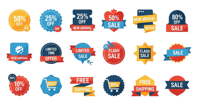 Sale Tags & Labels Collection: Discounts, Offers, Free Shipping, New Arrival