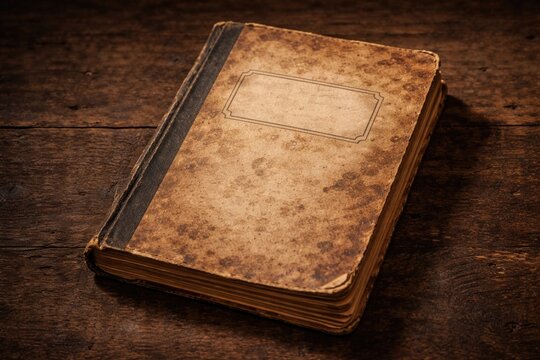 Isolated old notebook displaying front cover and detailed paper texture