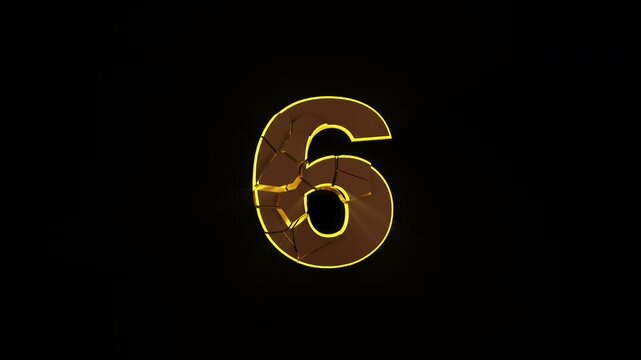 Number 6 Explosive Number OVERLAY Transition Animation on Alpha Channel, Loop
