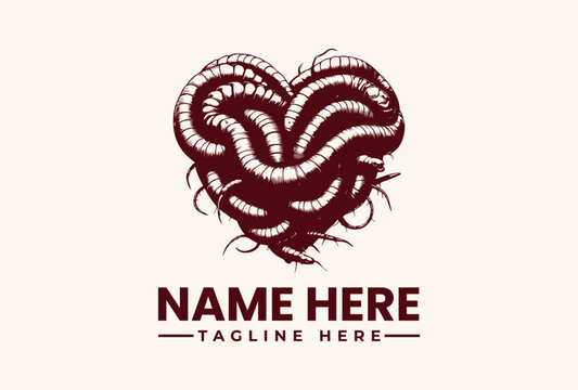 heart shaped worm illustration with roots.
