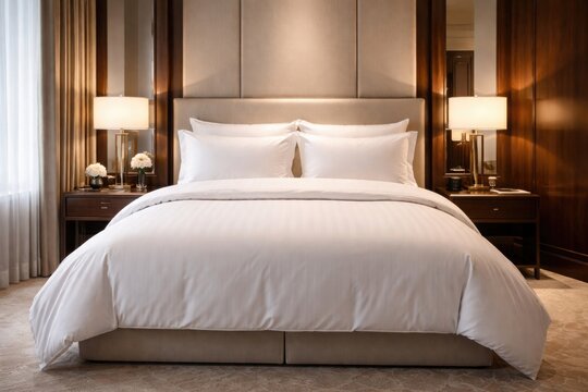 Elegant white bedding on a premium hotel bed catering to professional visitors