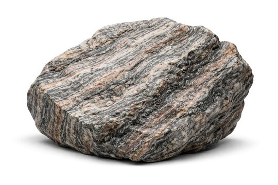High resolution gneiss metamorphic stone on plain white background
