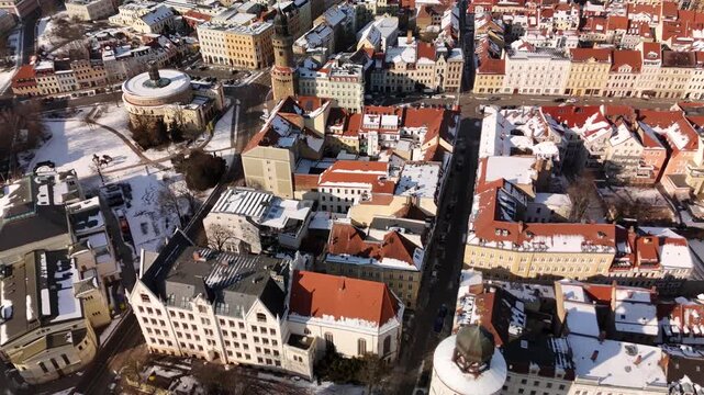 Aerial View of Historic Old Town of G&ouml;rlitz in Winter, Germany
