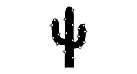 Naklejka premium Black cactus silhouette on white background vector illustration