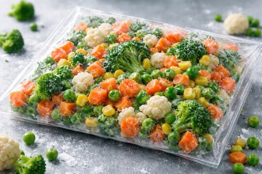 Frozen Mixed Vegetables in Clear Packaging