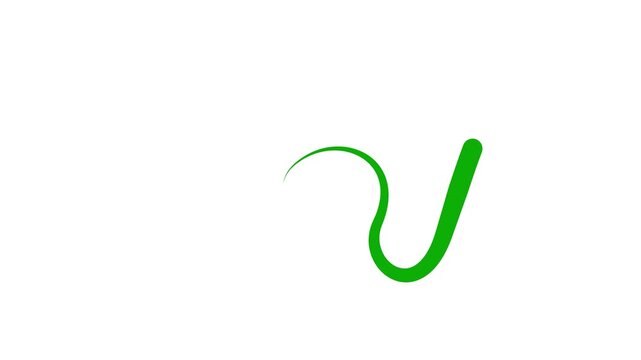 Animated green drop of liquid moving. Fluid effect. Looped video. Vector illustration isolated on white background. 