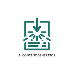 Fototapeta premium Ai content generator icon depicting paper document with digital spark and arrow.