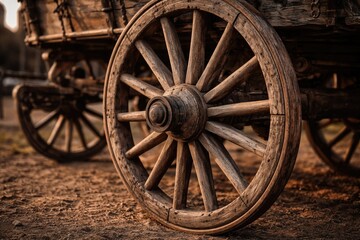 Fototapeta premium Old fashioned wooden wheel from a horse carriage