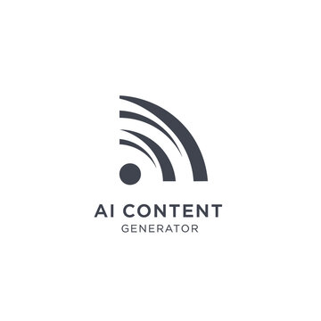 Ai content generator logo with wifi signal icon on gray grid.
