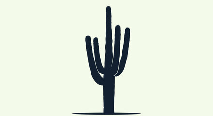 Fototapeta premium Silhouette of a large saguaro cactus against a simple pale background