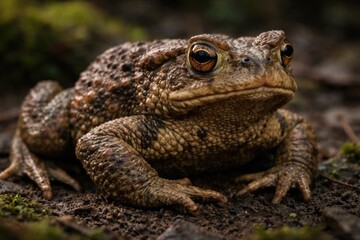 Obraz premium Common toad Bufo bufo with textured skin details