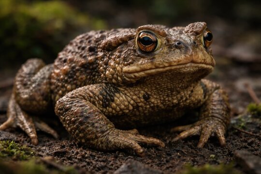 Common toad Bufo bufo with textured skin details
