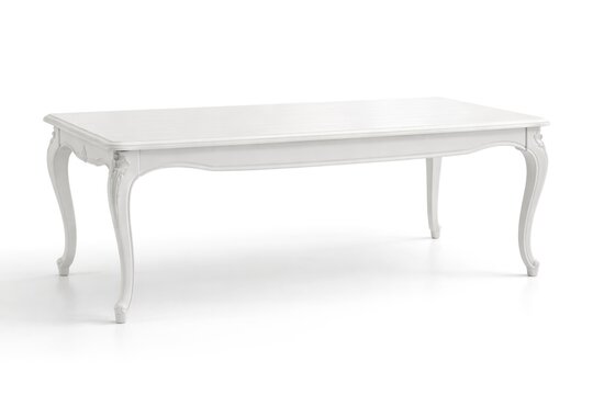 Elegant white wooden table displayed with a blank white background