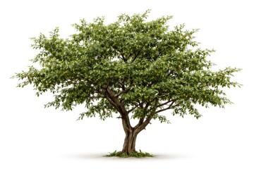 Obraz premium Detailed spiny Ziziphus mauritiana tree in copy space format against a clean white backdrop