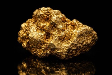 Fototapeta premium High resolution image of a gold nugget on plain black background