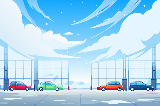 Wide Automotive Workshop Background With Mec