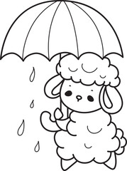 Obraz premium Coloring pages of cute sheep random illustration activity. 