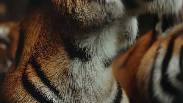 Close up portrait of wild tiger roaring fiercely macro detail