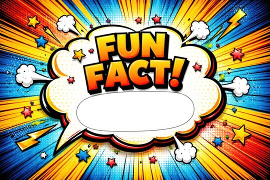 Fun fact copy space in a bright comic speech bubble on dynamic colorful backdrop for text input