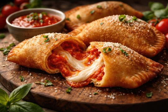 Crispy panzerotti bursting with tangy tomato and rich cheese filling