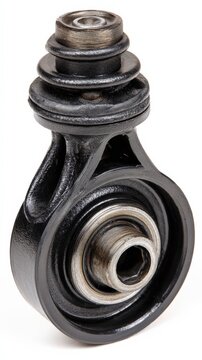Close up view of industrial ball joint component isolated on white background