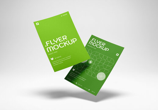 Floating Flyer Mockup Set Isolated On A Editable Studio Background