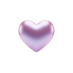Obraz premium Symmetrical heart shaped object in smooth pearlescent lavender material floating against a transparent minimalist background for a modern love concept