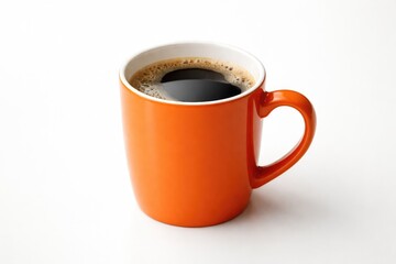 Fototapeta premium Isolated bright orange coffee cup on smooth white background