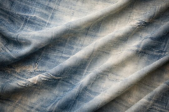 Abstract light washed denim fabric with aged grunge texture perfect for artistic wallpaper