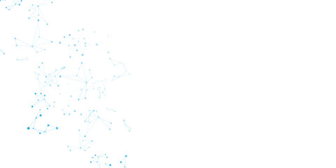 Fototapeta premium Abstract network of light blue dots and lines on white background connection technology science